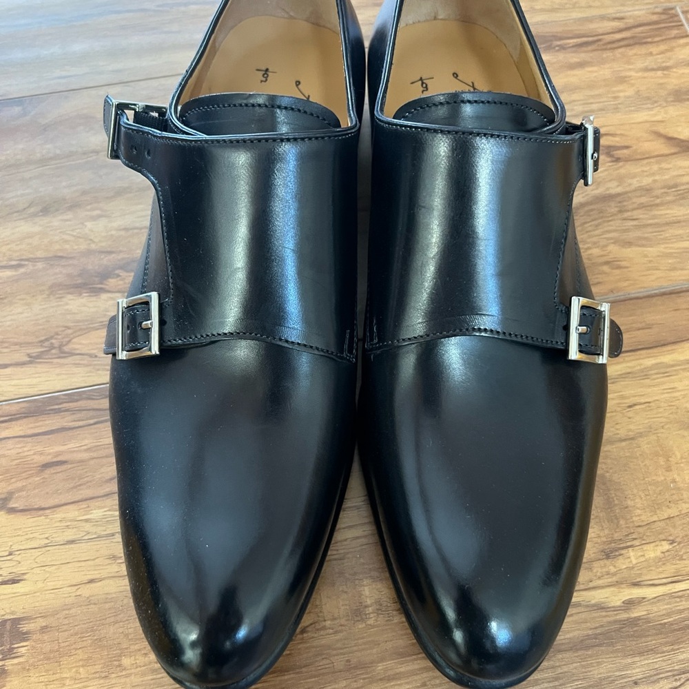 Black Double Monk Strap Shoes